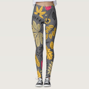 Höst löv: Sömlös Mörk Mönster Leggings