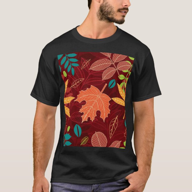 Höst löv: Sömlös natur Mönster T Shirt (Framsida)