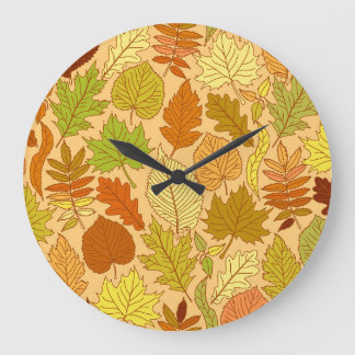 Höst löv: Sömlöst tygavtryck Stor Klocka
