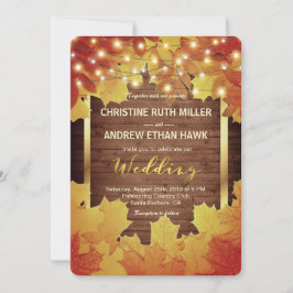 Höst löv String Ljus Rustic Fall Wedding Inbjudningar