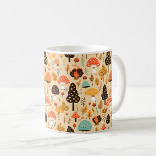 Höst löv svampar och Pumpkin-kaffe mugg