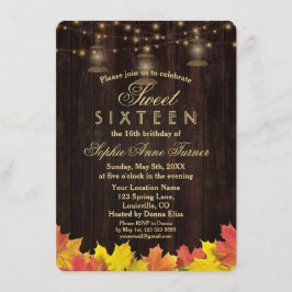 Höst löv SWEET SIXTEEN av träslag Inbjudningar