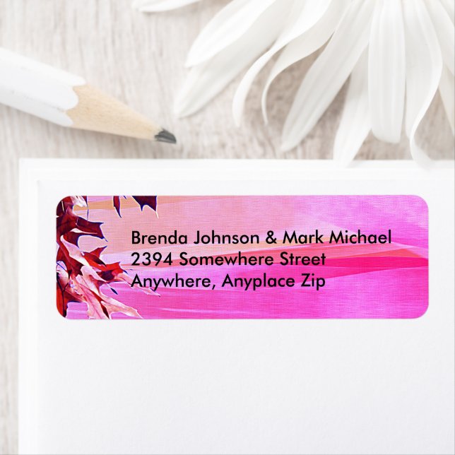 Höst löv Swirl Orange Rosa Returadress  Etikett (Insitu)