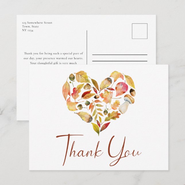 Höst löv Tack vykort (Fram/baksida)