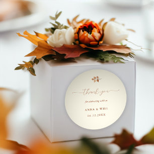 Höst löv Terracotta Chic Fall Wedding Favor Runt Klistermärke