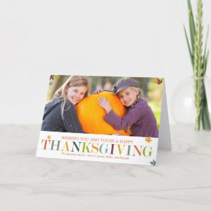 Höst löv Thanksgiving Fotohälsningskort Helgkort