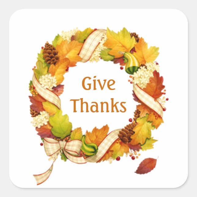 Höst löv Thanksgiving Fyrkantigt Klistermärke (Framsida)