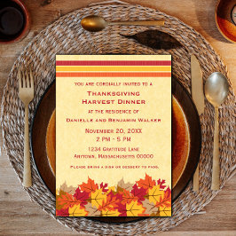 Höst löv Thanksgiving Inbjudan