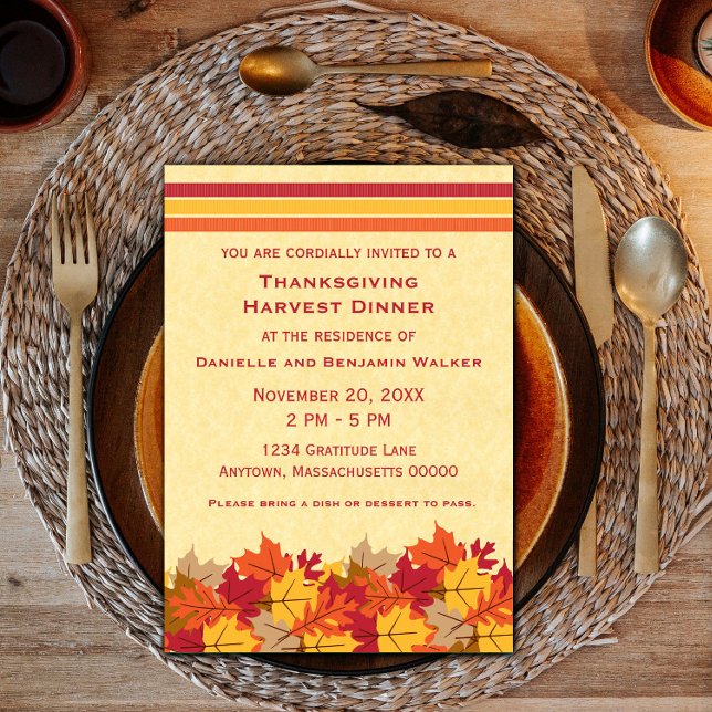 Höst löv Thanksgiving Inbjudan (Autumn Leaves Thanksgiving Invite)