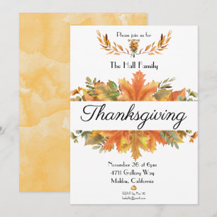 Höst löv Thanksgiving Insamling Inbjudningar