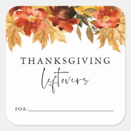 Höst löv Thanksgiving Leftovers-fästare Fyrkantigt Klistermärke