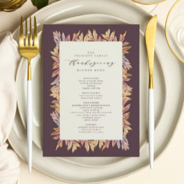 Höst löv Thanksgiving-menyn Meny