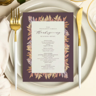 Höst löv Thanksgiving-menyn Meny