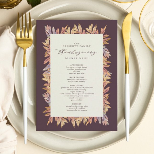 Höst löv Thanksgiving-menyn Meny (Skapare uppladdad)