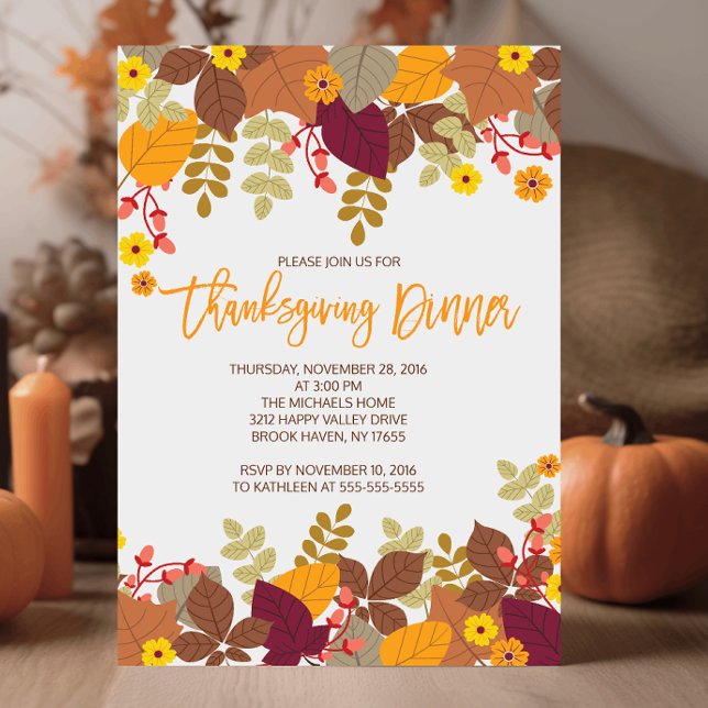 Höst löv Thanksgiving Middag Inbjudan (Skapare uppladdad)