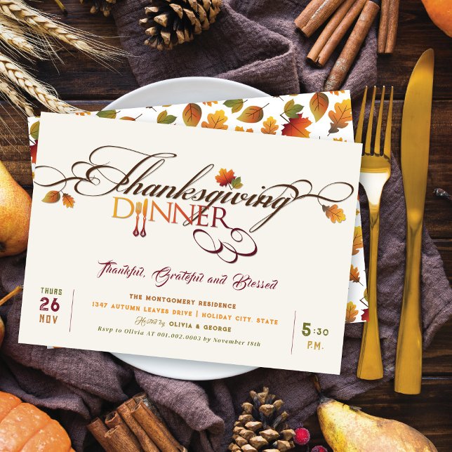 Höst löv Thanksgiving Middag, Party Inbjudningar (Skapare uppladdad)