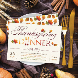 Höst löv Thanksgiving Middagen Vin och Dine Party Inbjudningar