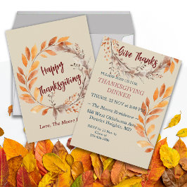Höst löv Thanksgiving - middagsöde redigerbar Inbjudningar