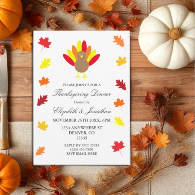 Höst löv Thanksgiving Turkiet Inbjudningar (Skapare uppladdad)