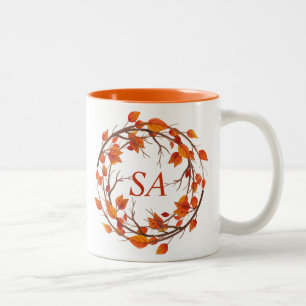Höst löv Thanksgiving Två-Tonad Mugg