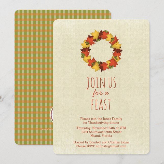 Höst löv Thanksgiving Utandning Inbjudningar (Fram/baksida)