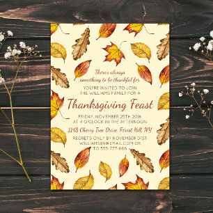 Höst löv Thanksgiving - välj Färg Inbjudningar