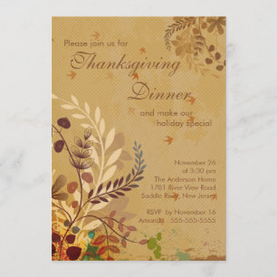 Höst löv thanksgivingmiddagparty inbjudningar