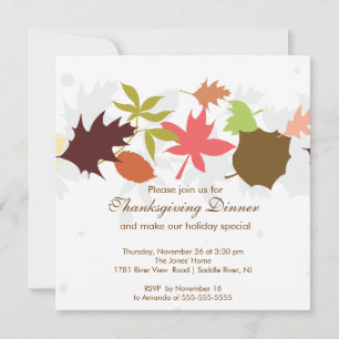 Höst löv thanksgivingmiddagparty inbjudningar