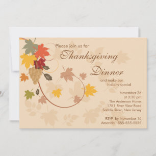 Höst löv thanksgivingmiddagparty inbjudningar