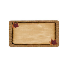 Höst löv, tomt adressetikett för FAUX-komprimering