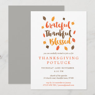 Höst löv Typografisk Thanksgiving otur Inbjudningar