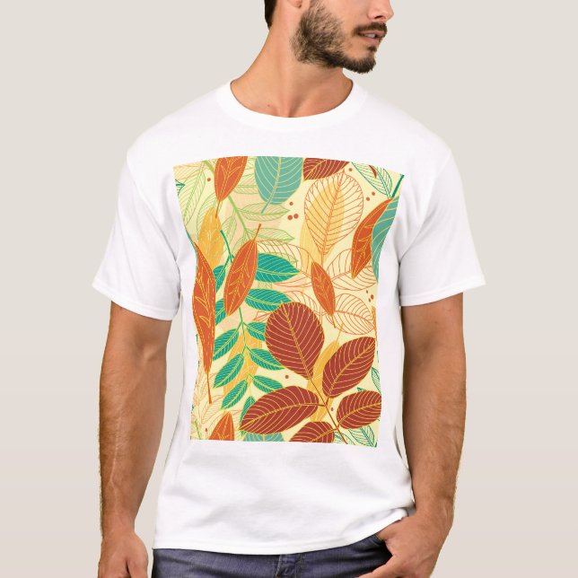 Höst löv utan sjölösa Mönster T Shirt (Framsida)