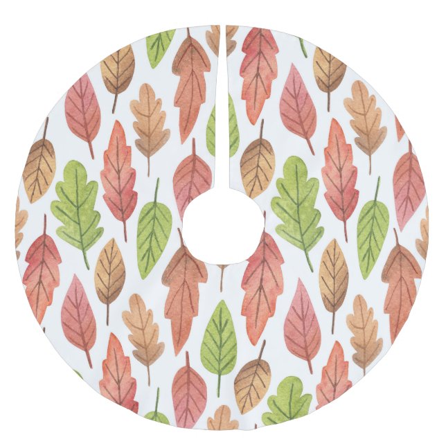 Höst löv Vattenfärg: Natur Mönster. Julgransmatta Borstad Polyester (Framsidan)