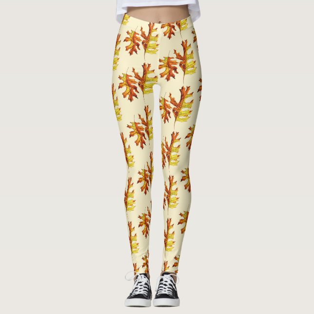 Höst löv vattenfärgen Mönster Leggings (Framsida)