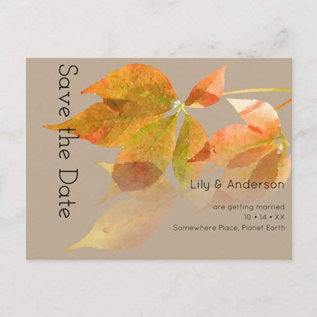 Höst löv vattenfärgshöst vykort (Framsida)