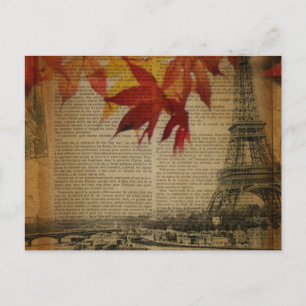 höst löv Vintage Hösten Paris Eiffel torn Vykort