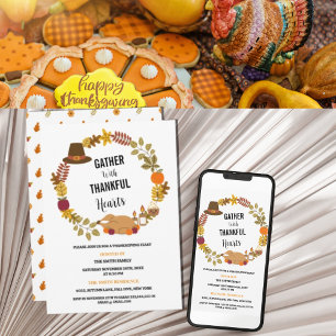 Höst löv Wandeans Thanksgiving Middagen Party Inbjudningar