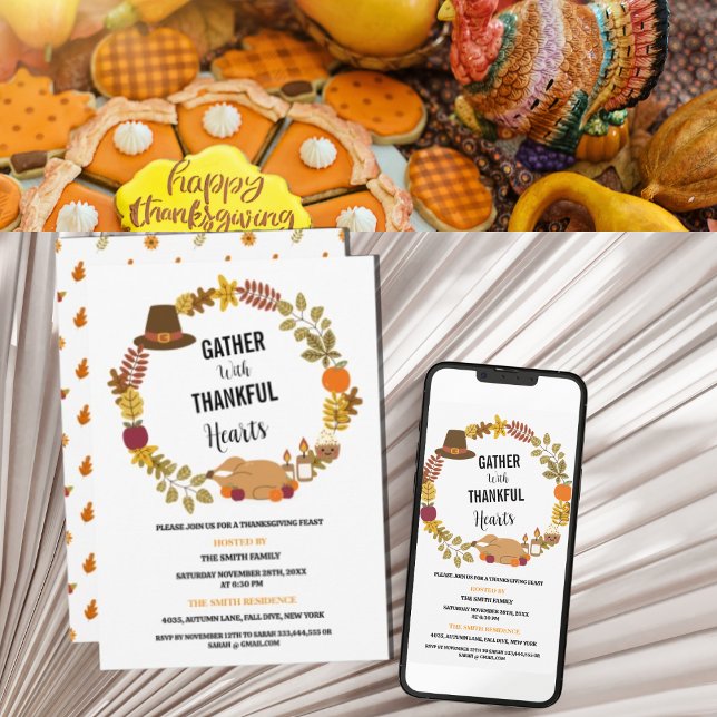 Höst löv Wandeans Thanksgiving Middagen Party Inbjudningar (Skapare uppladdad)