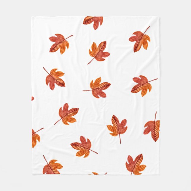 Höst löv Watercolor Hand plockade Fleecefilt (Framsidan)