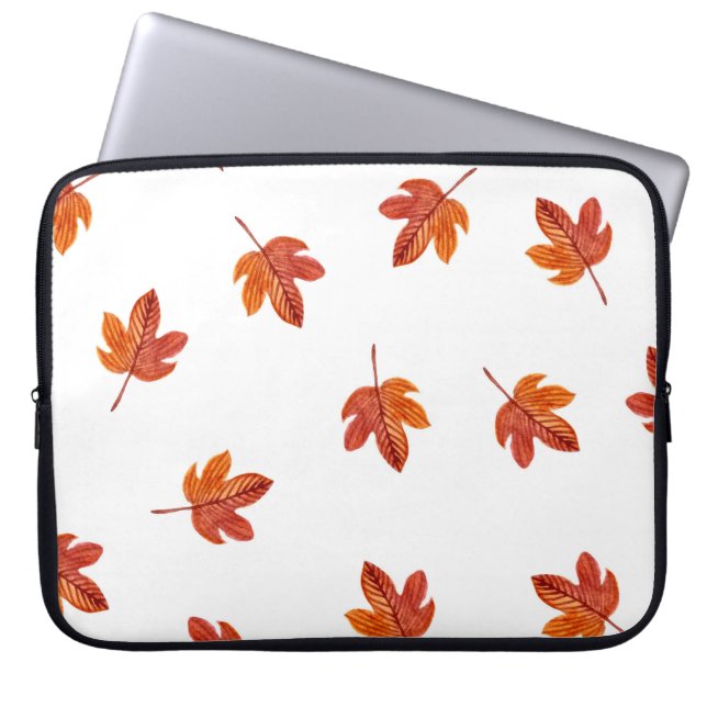 Höst löv Watercolor Hand plockade Laptop Fodral (Framsidan)