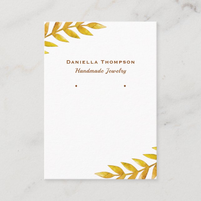 Höst löv Watercolor Jewelry Earring Visning Visitkort (Framsida)