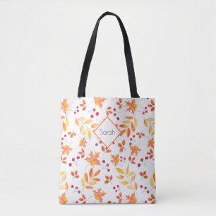 Höst löv Watercolor Monogram Tygkasse