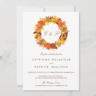 HÖST LÖV WEDING-INBJUDAN OM WREATH FALL INBJUDNINGAR