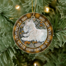 Höst löv Westie på Patio Julgransprydnad Keramik