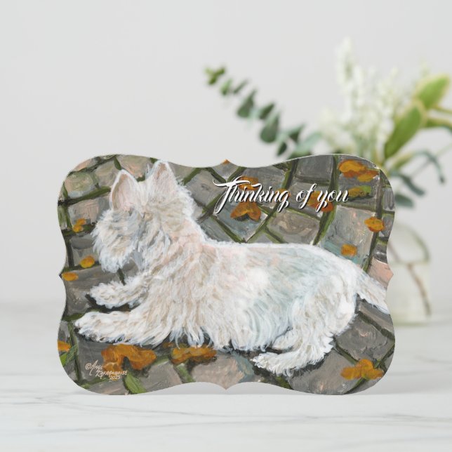 Höst löv Westie på Patio Julkort (Stående Fram)