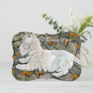 Höst löv Westie på Patio Julkort