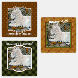 Höst löv Westie på Patio Klistermärke