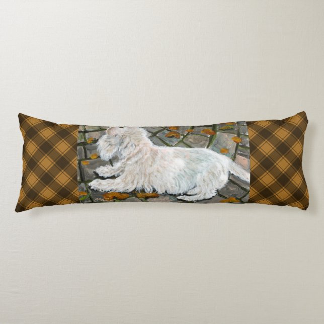 Höst löv Westie på Patio Kroppskudde (Framsidan)