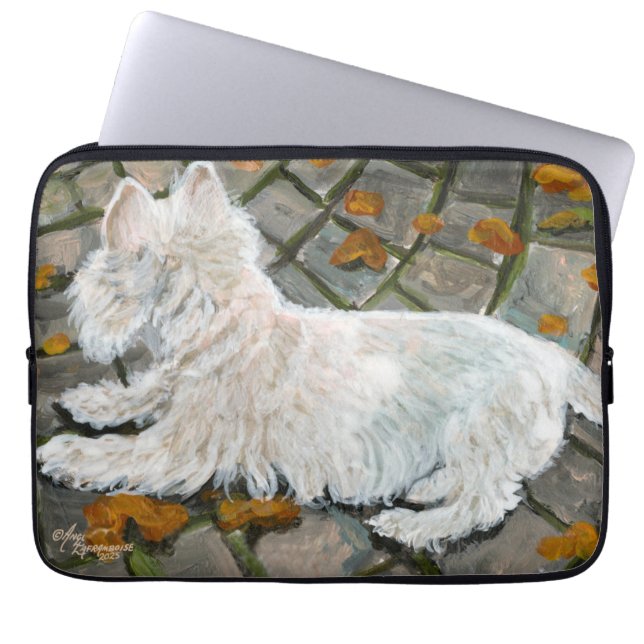 Höst löv Westie på Patio Laptop Fodral (Framsidan)
