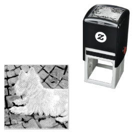 Höst löv Westie på Patio Självfärgande Stämpel